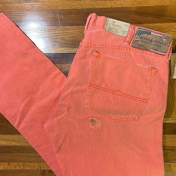 Ralph Lauren Mens 38x32 Orange Slim Fit 